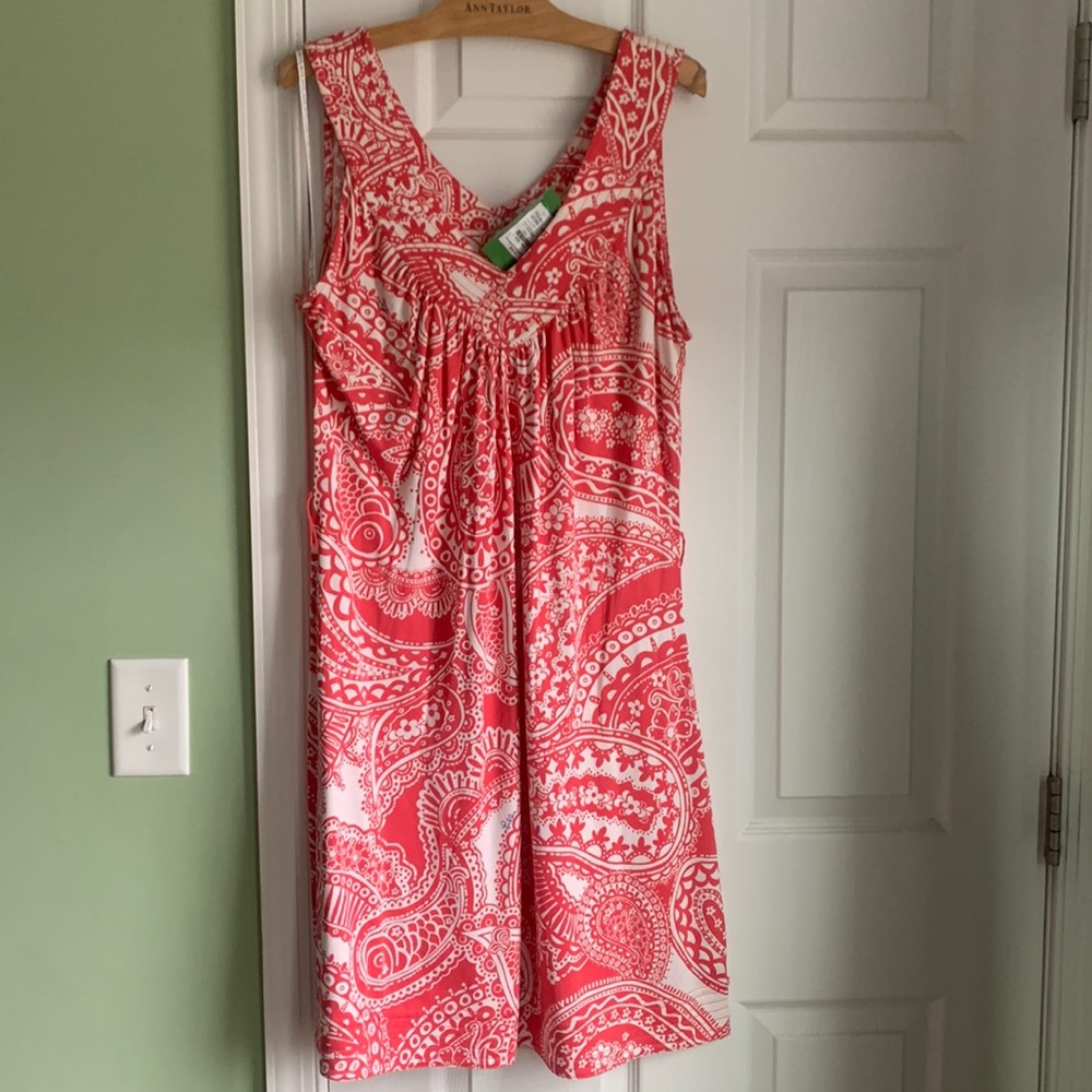 Lily Pulitzer Boho Sleeveless Coral Large Dress NWT